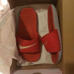 Womens red nike slides with box